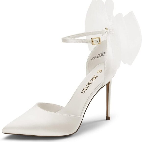 Shoes - Women's Satin High Heels Strappy Closed Toe Pumps Wedding Party Shoes
